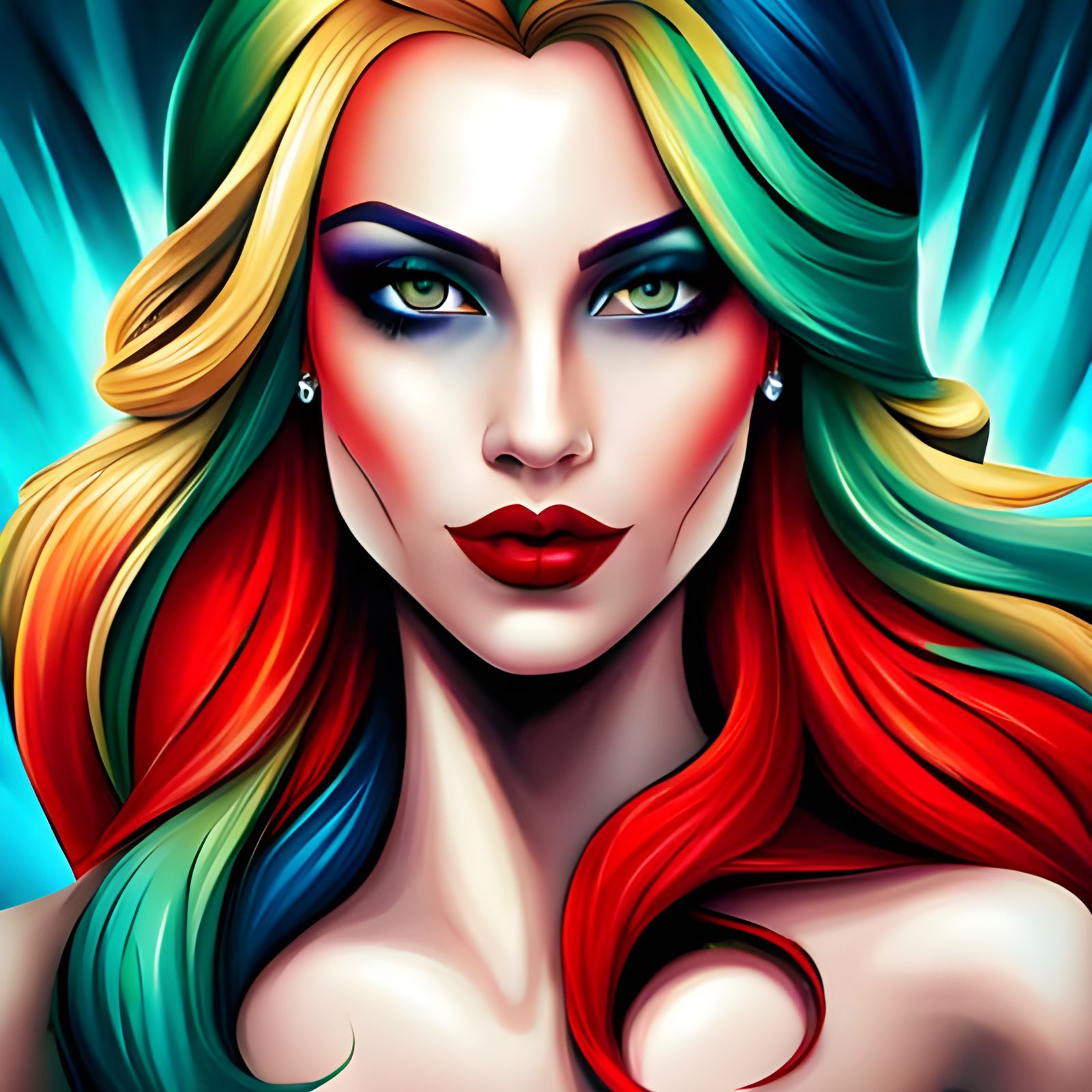 Harley Quinn: Abstract Vector Fractal Zentangle Painting