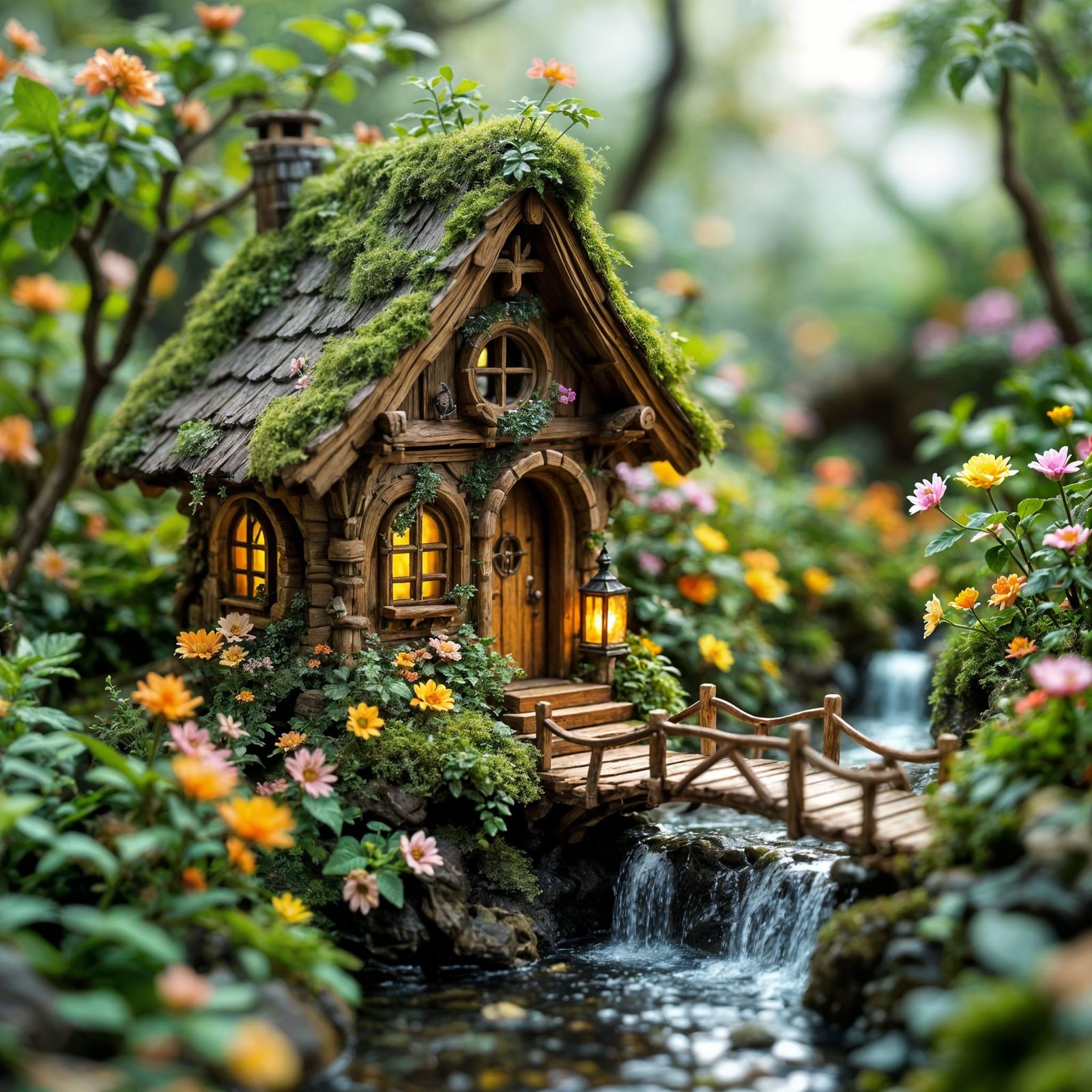 Whimsical Woodland Cabin in a Dreamlike Fantasy World