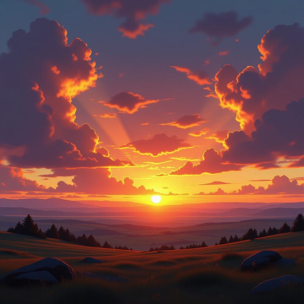 Majestic Sunrise Landscape in Cinematic Style