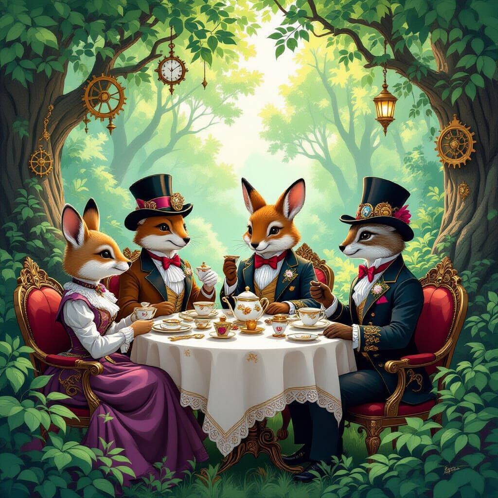 Steampunk Tea Party with Woodland Creatures