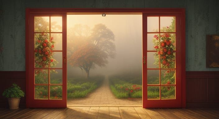 Enchanted Tree Door to Rose Garden: Cinematic