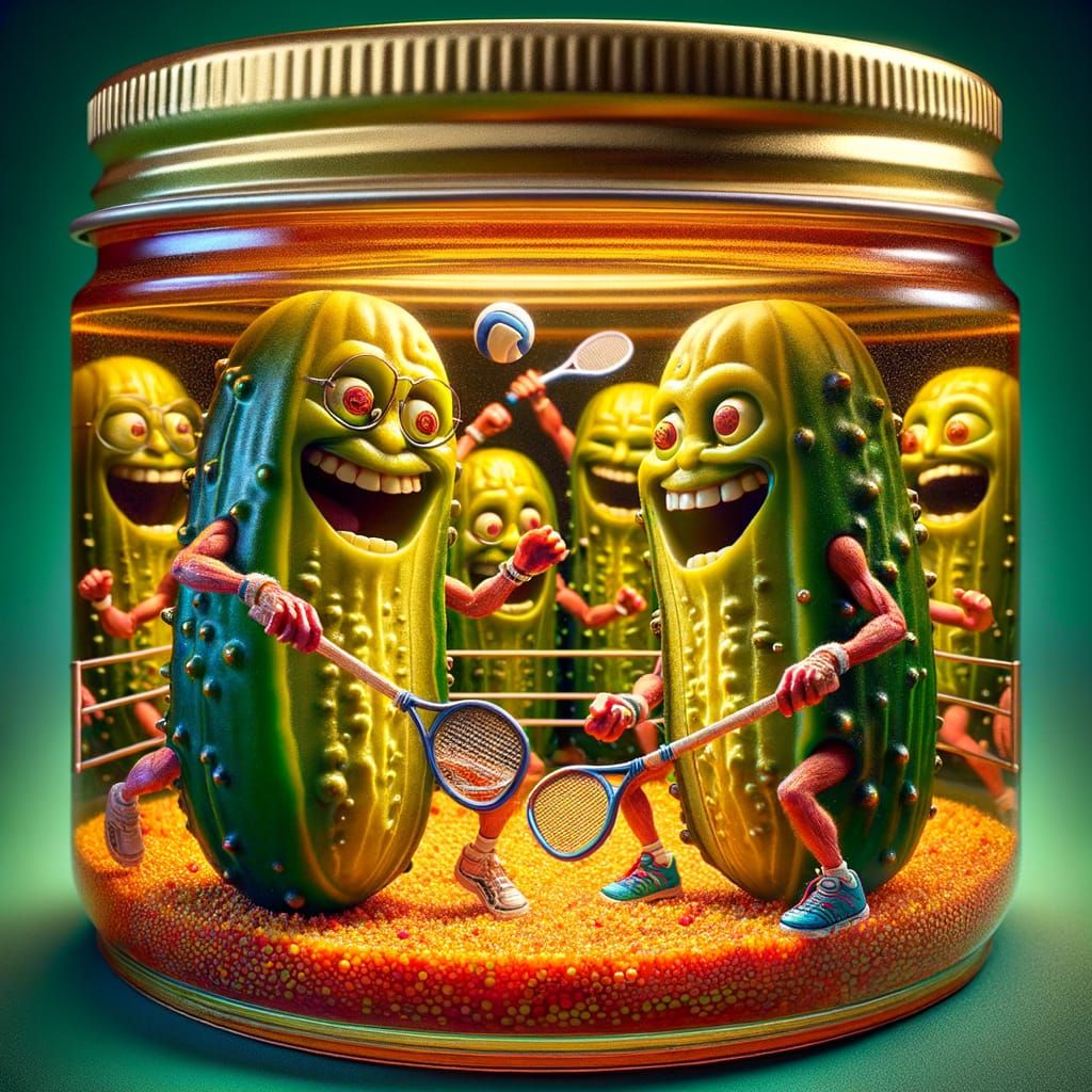 Pickleball Game Inside a Jar, Hyperrealistic Detail