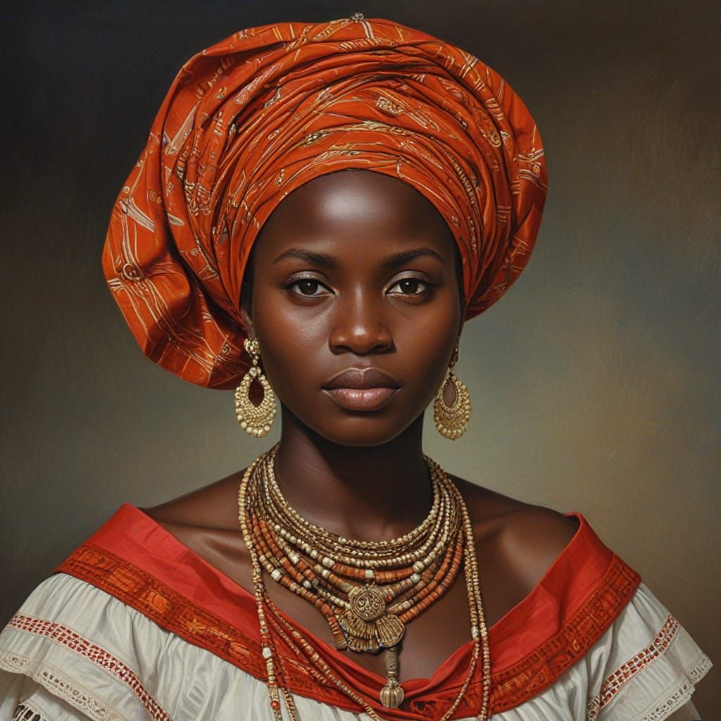 Bissau-Guinean Manjak Woman in Traditional Garb