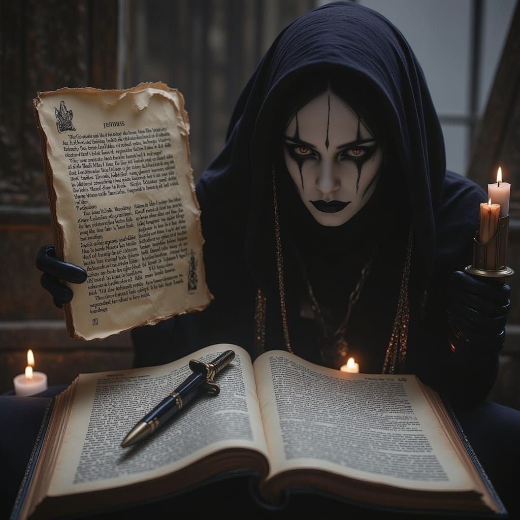 Mysterious Acolytes in Gothic Setting with Ornate Details