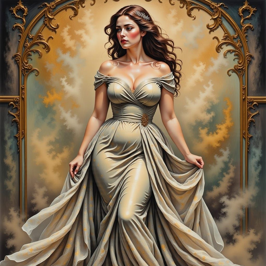 Curvy Woman in Storybook Illustration Style