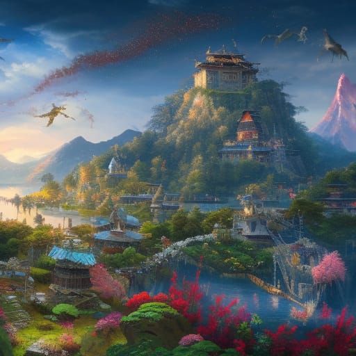 Detailed Matte Painting of Kuchinawa in Deep Color