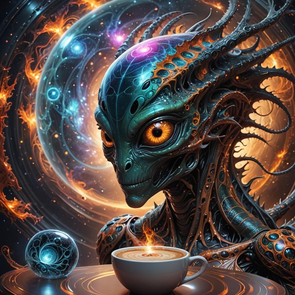 Alien Conversation Hologram with Fractal Universe
