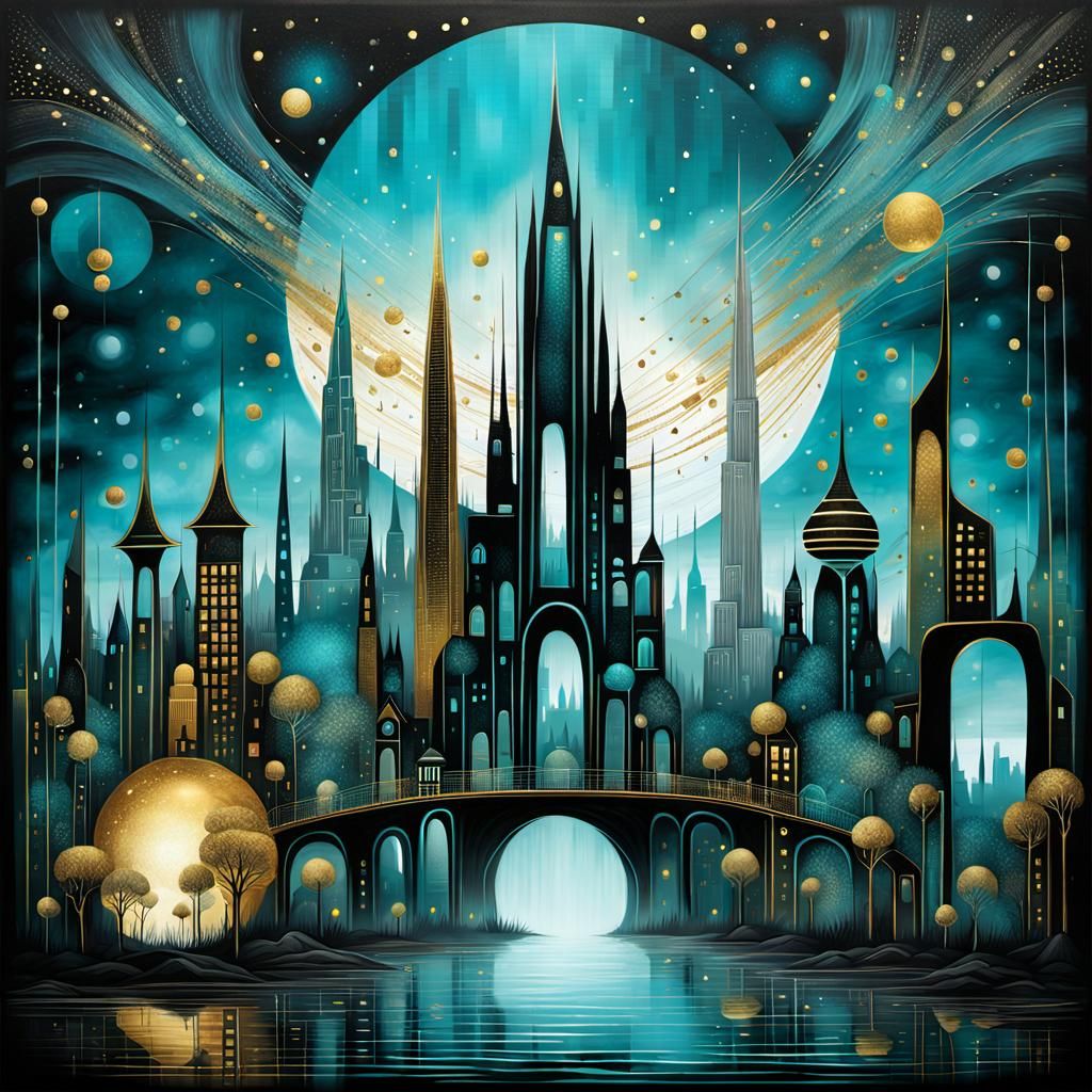 Futuristic City in Metallic Colors