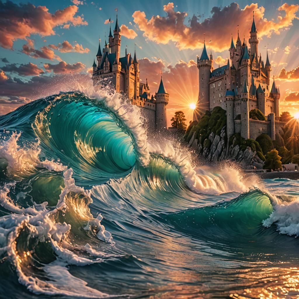 Rainbow Water Kingdom with Medieval Castle