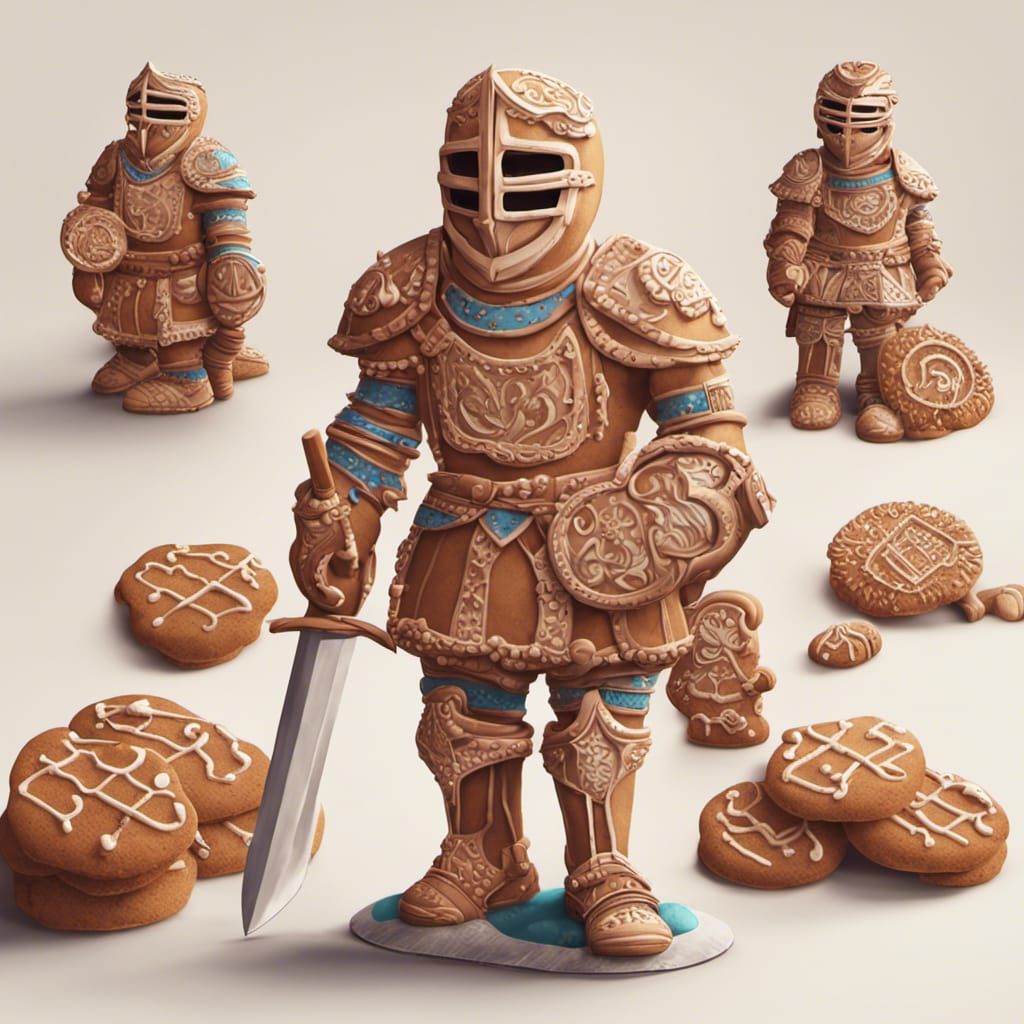 Gingerbread Knight in Candy Art Style