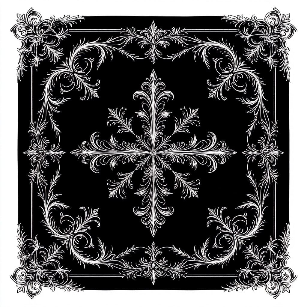 Gothic Cross Silk Bandana Design in Baroque Style