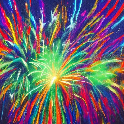 Vibrant Fireworks Exploding Over Dark Cityscape