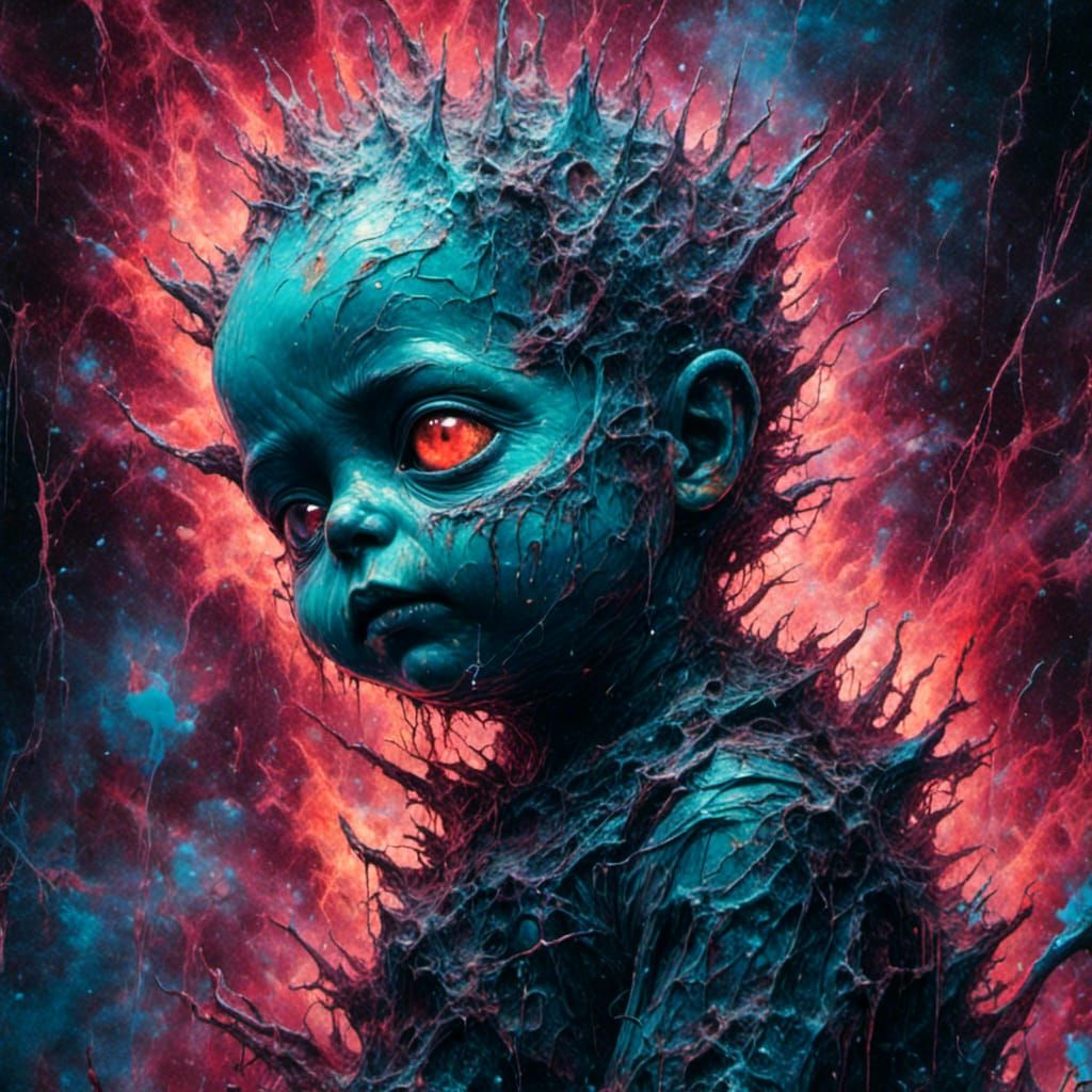 Crack Monster Baby Graffiti Art in Polychromatic Hues