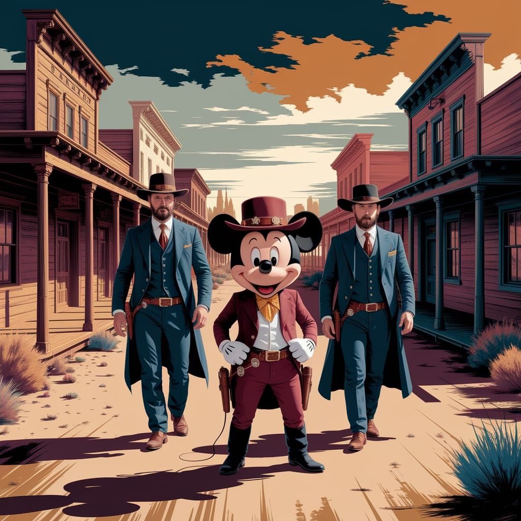 Mickey Mouse as Wyatt Earp in a Fantastical Tombstone Arizon...