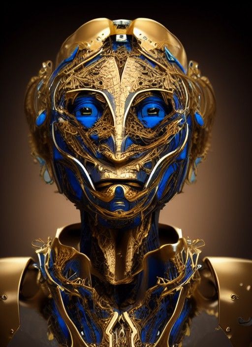 Complex 3D Robot Face with Fractal Veins