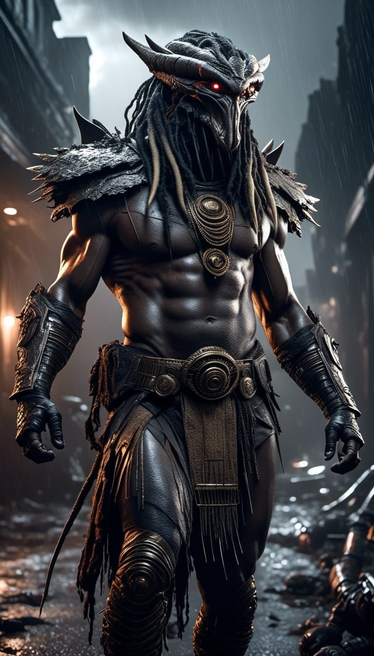 Zulu God in Post-Apocalyptic Battle, Photorealistic