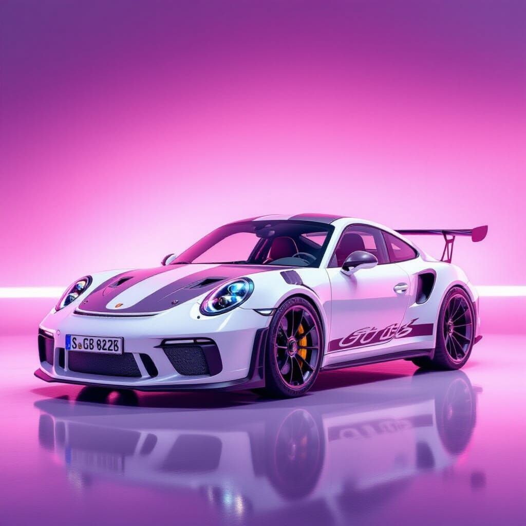 White Porsche 911 GT3 RS Automotive Poster Design