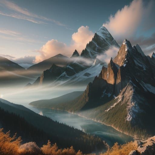 Epic Mountain Landscape in Golden Light