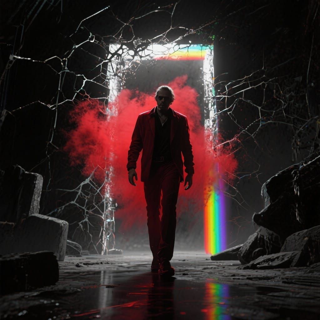 Red Mist Blocks Portal Entrance in Cracked Line Style