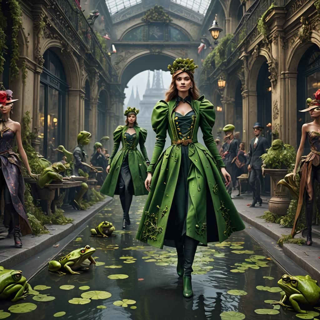 Frogs Model Fashion on Paris Catwalk
