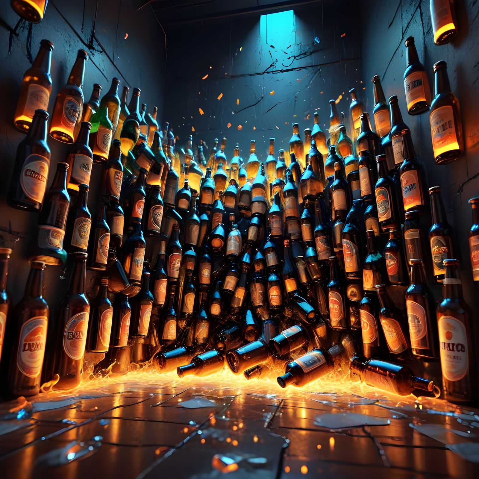 Bottles of Beer Hang on the Wall in a Hilarious Scene