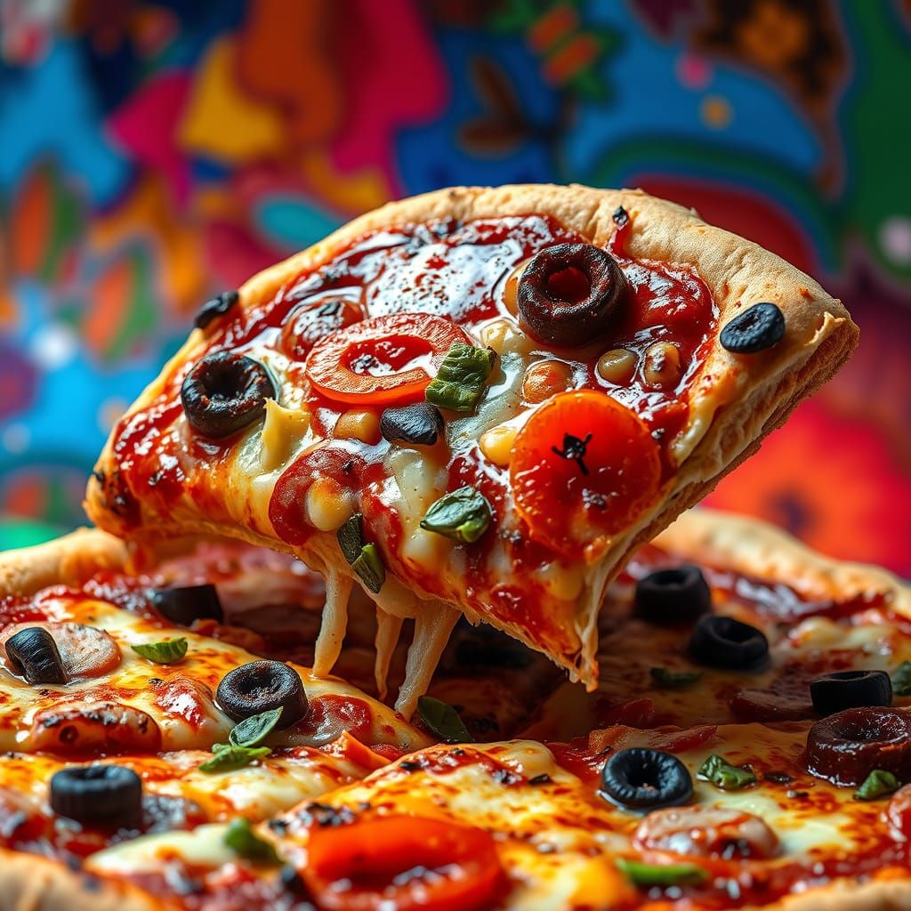 Hyperrealistic Pizza with Intricate Toppings