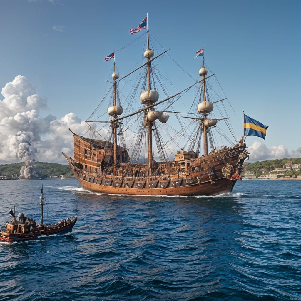 Historical Warship Launches into the Baltic Sea