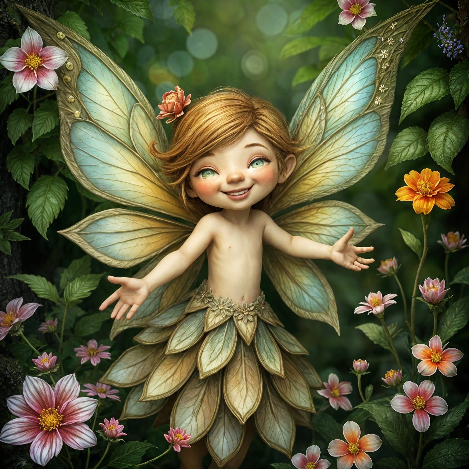Whimsical Fairy Greeting in Enchanted Forest
