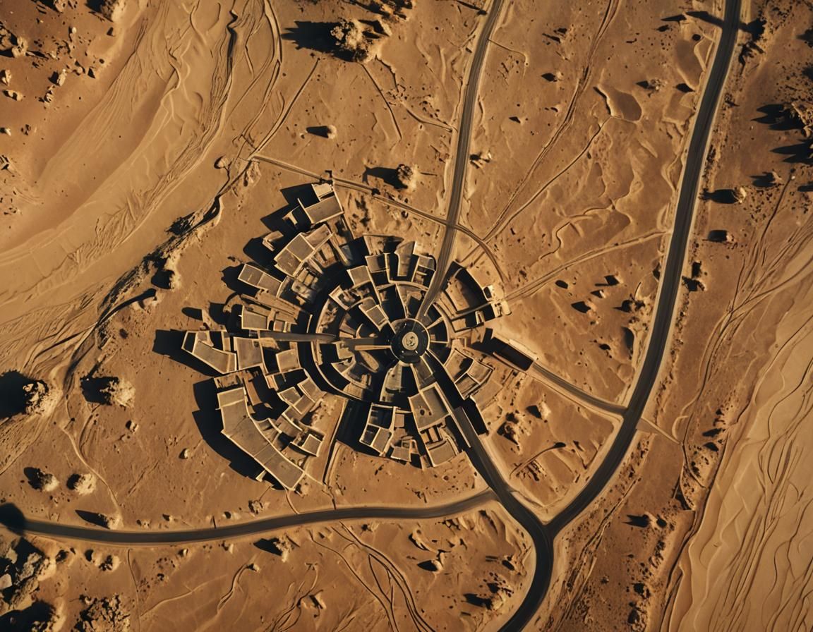 Post-Apocalyptic Desert Race Track in Vaporwave Style