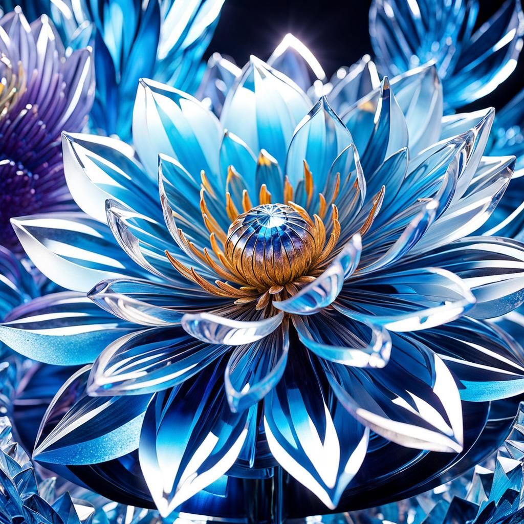 Dazzling Ice Flower Sculpture Refracts Light