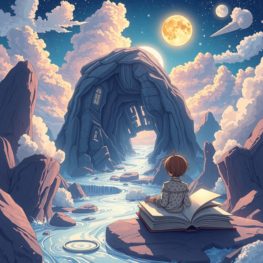 Surreal Dream Realm: Manga-Style Anime Landscape