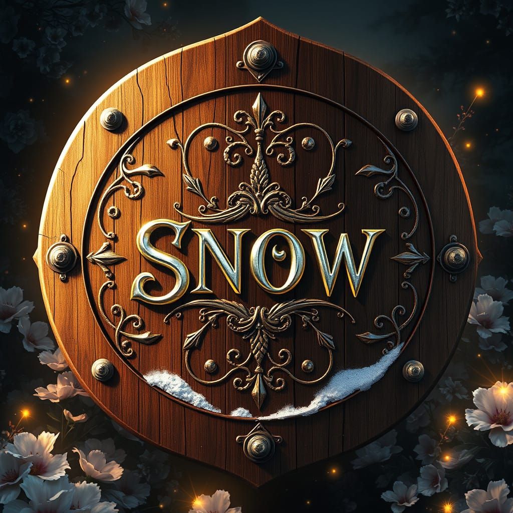 Vintage Fantasy Shield Logo with Watercolor Details