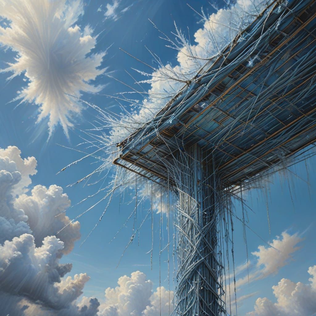 Majestic Thread Structure Reflects Metallic Sky