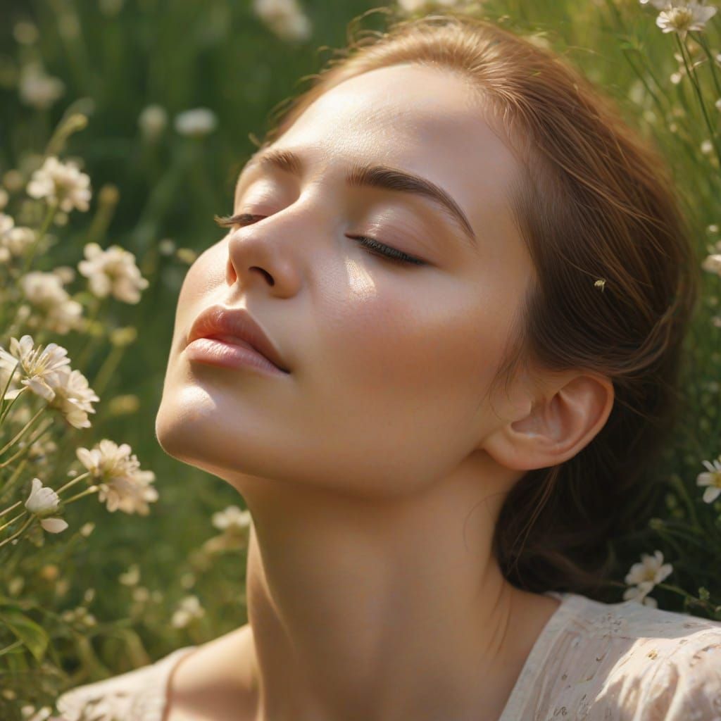 Soft Impressionist Woman in Serene Garden