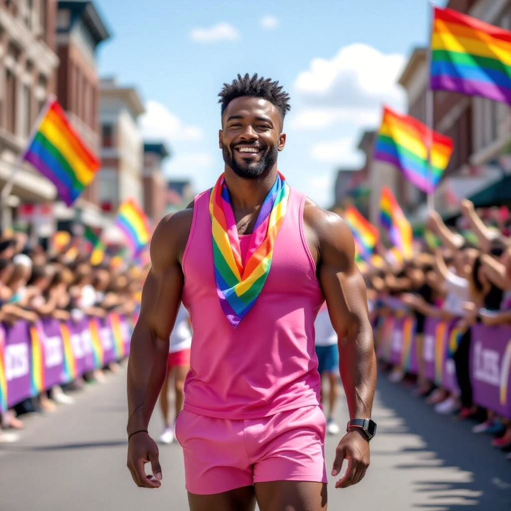 Gay Man Marches in Vibrant Pride Parade
