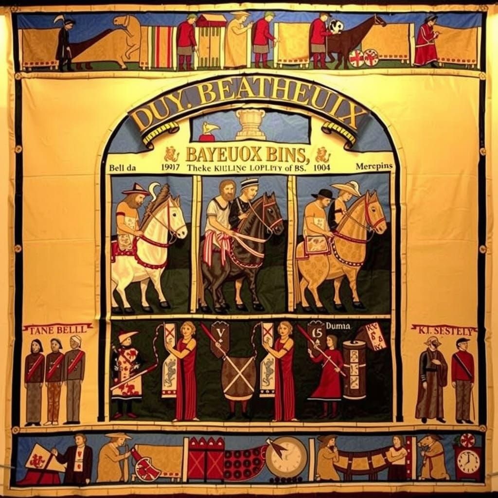 Historic Embroidered Tapestry Depiction