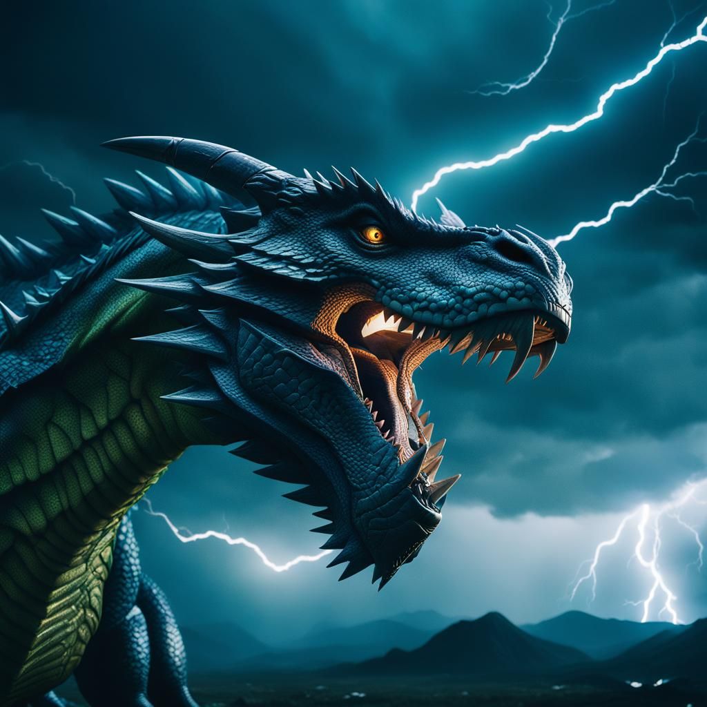 Epic Lightning Dragon Cinematic Film Still