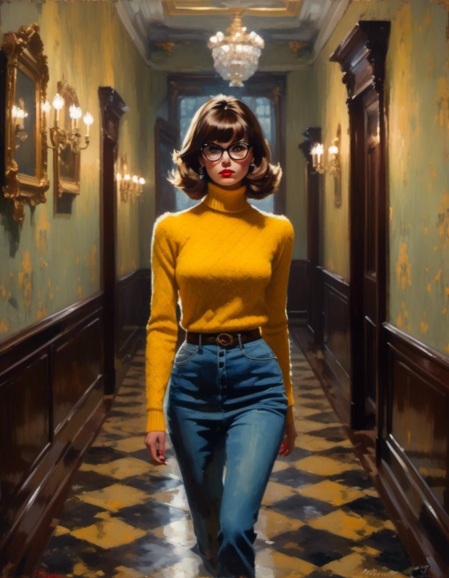 Impressionistic Portrait of a Woman in a Spooky Mansion