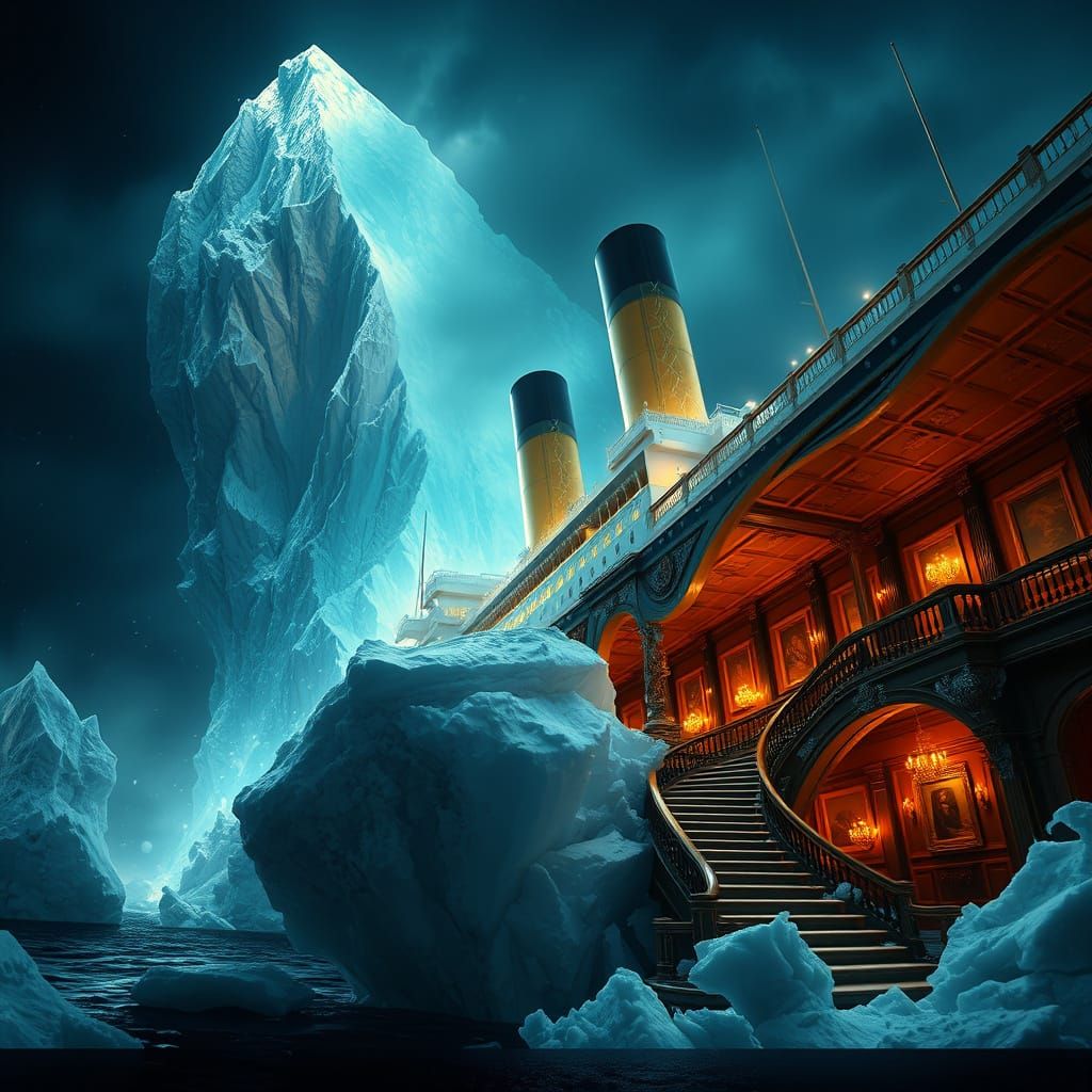 Titanic's Catastrophic Collision in Realistic, High-Contrast...