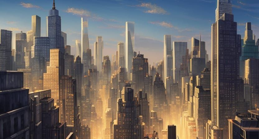 Fantastic New York Skyline, Digital Art Illustration