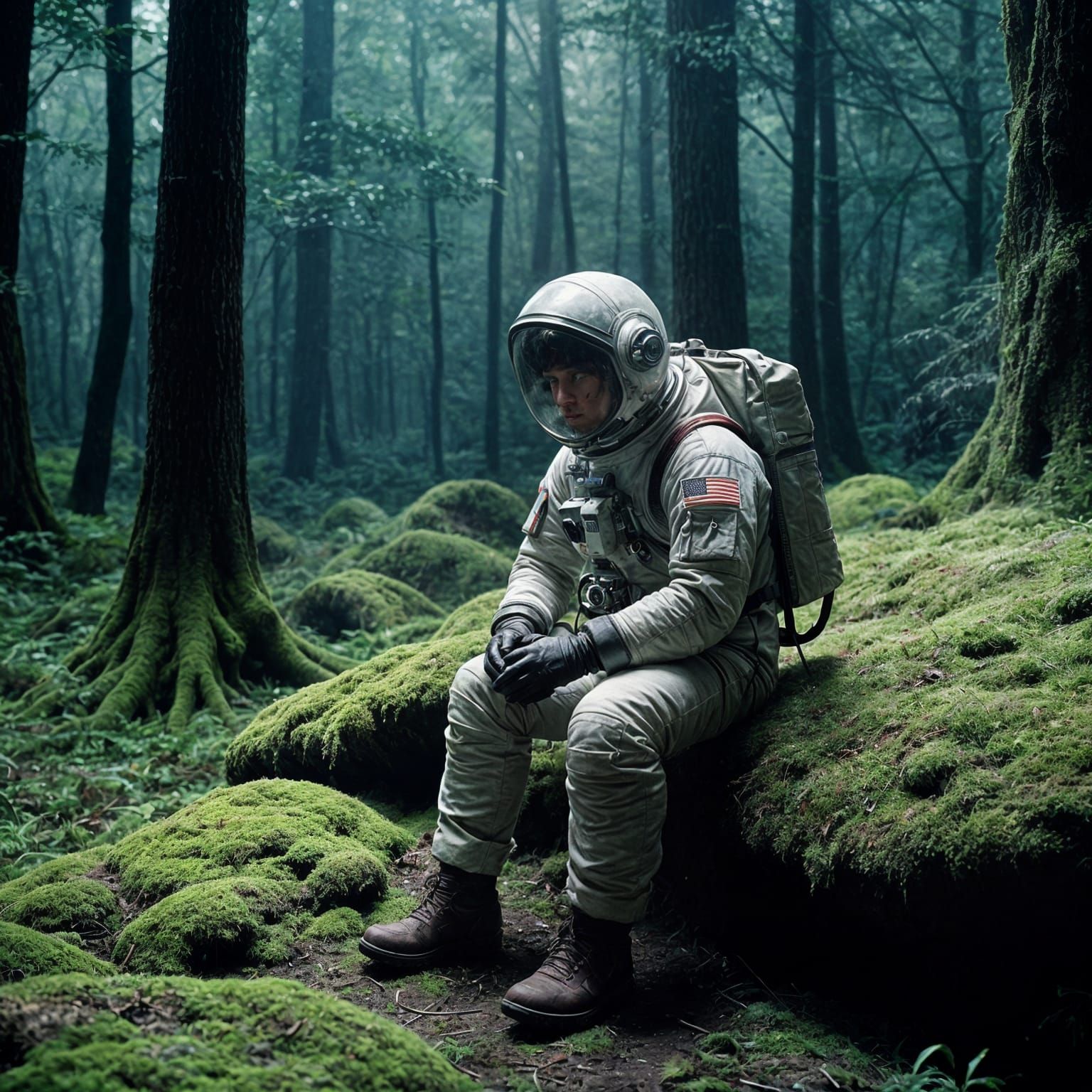 Astronaut Contemplates Alien Sky in Cinematic Still