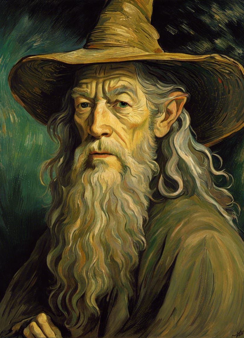 Gandalf Self-Portrait in Van Gogh Style