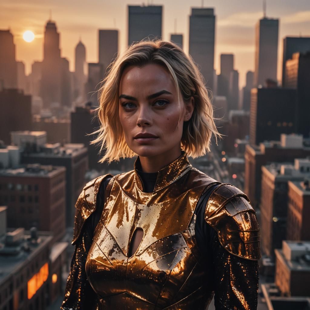 Intense Close-Up of Woman in Gritty Cityscape