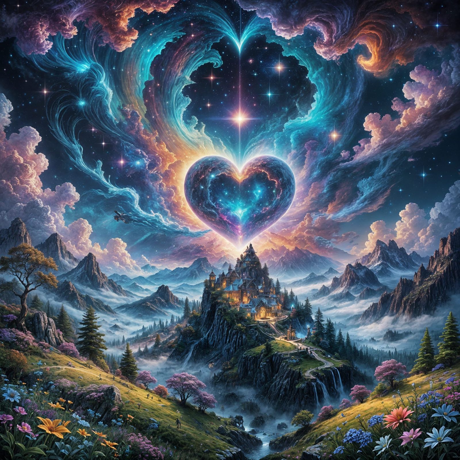 Epic Astral Love in Holographic Cosmic Splendor