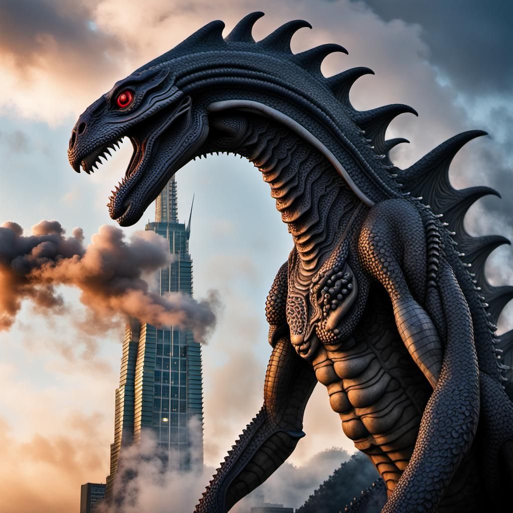 Arcane Dragonair Xenomorph Godzilla in Radium Colors