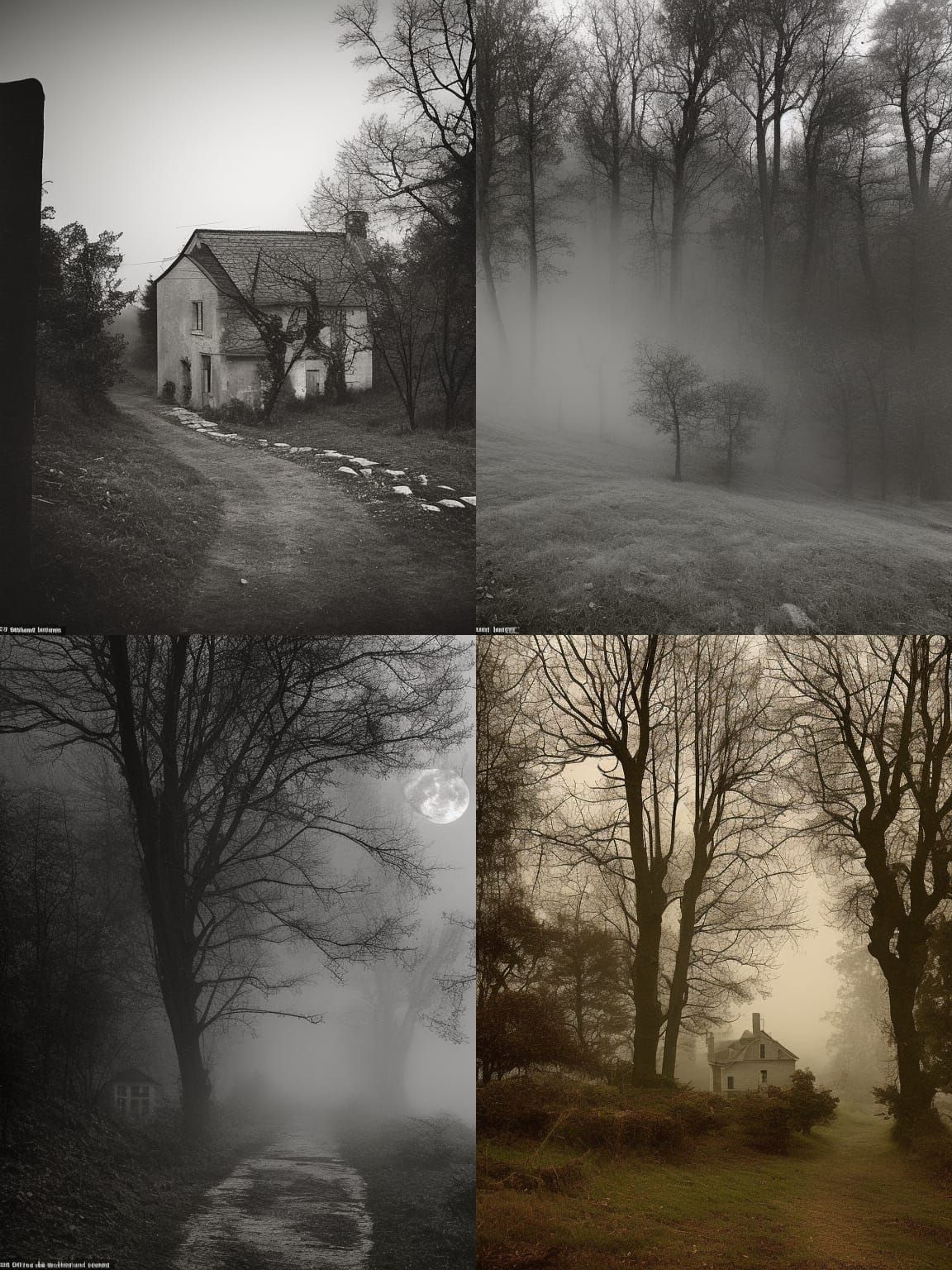 Eerie Abandoned Village in Misty Clearing