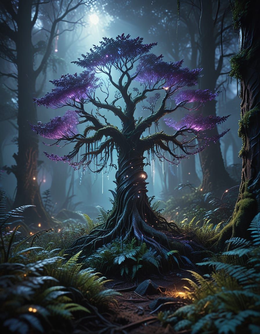 Glowing Tree of Life in a Mystical Forest