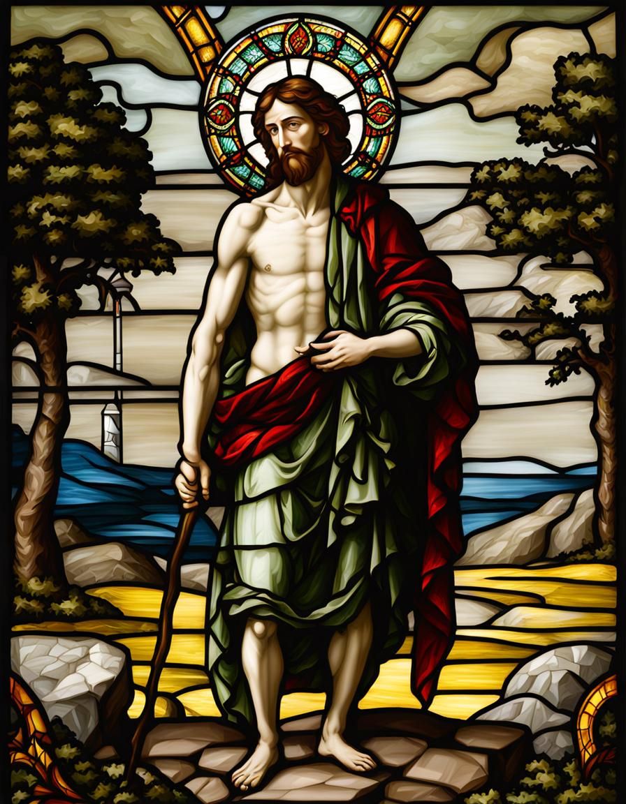 Saint John the Baptist, stained glass style