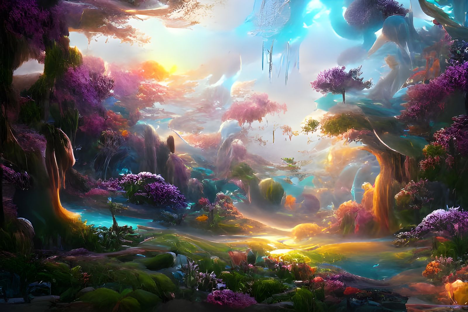 Sci-Fi Alien Zen Garden Under Cosmic Sky