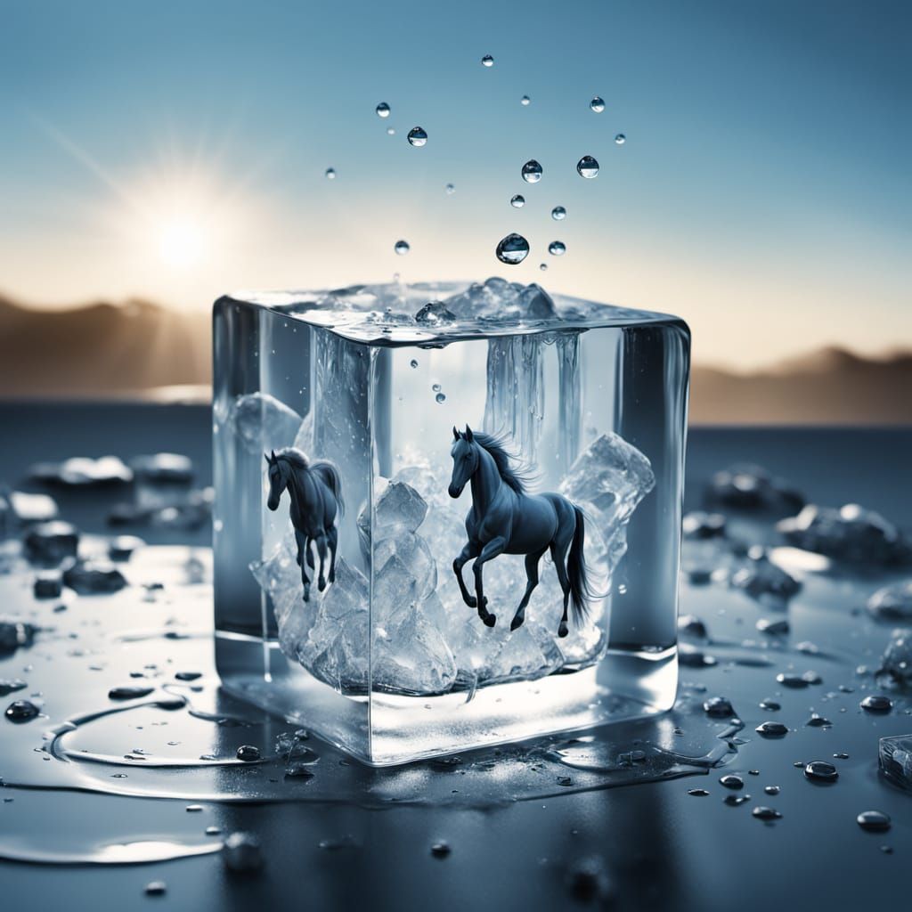 Crystal Clear Horses Frozen in Ice